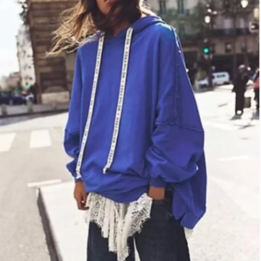 Free People We The Free Hoodie in Dazzling Blue NWT *still in cellopane Size Med